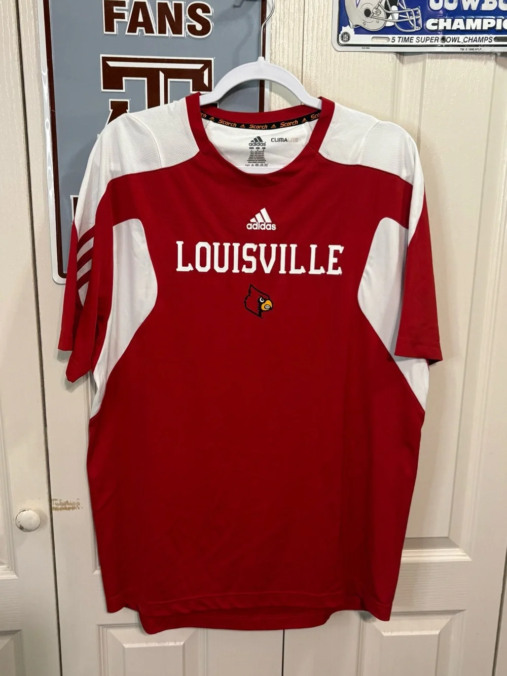 adidas Louisville Red and White Men's Athletic Jersey